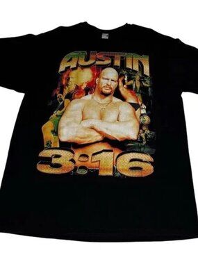 WWF Stone Cold Steve Austin 3:16 Vintage Short Sleeve T-Shirt Men's XL Black